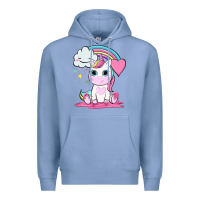 Colony Blue cute unicorn and rainbow Premium Hoodie - NancyCooperArtShop