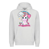 Dove Grey cute unicorn and rainbow Premium Hoodie - NancyCooperArtShop