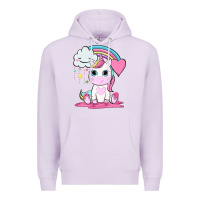 Lilac cute unicorn and rainbow Premium Hoodie - NancyCooperArtShop