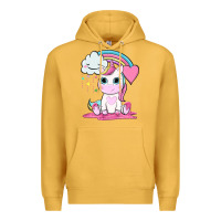 Mustard cute unicorn and rainbow Premium Hoodie - NancyCooperArtShop