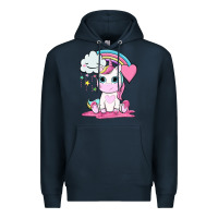 Navy cute unicorn and rainbow Premium Hoodie - NancyCooperArtShop