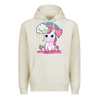 Oatmeal Heather cute unicorn and rainbow Premium Hoodie - NancyCooperArtShop