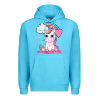 Ocean Blue cute unicorn and rainbow Premium Hoodie - NancyCooperArtShop