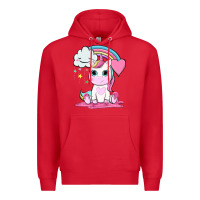 Red cute unicorn and rainbow Premium Hoodie - NancyCooperArtShop