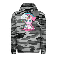 Slate Camo cute unicorn and rainbow Premium Hoodie - NancyCooperArtShop