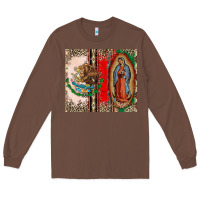 Chestnut Virgin Mary Mexican Flag Long Sleeve Tee - CTS Tumbler Store
