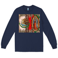 Navy Virgin Mary Mexican Flag Long Sleeve Tee - CTS Tumbler Store