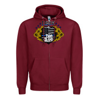 Burgundy back the blue Zipper Hoodie - CowhideDigitalArt