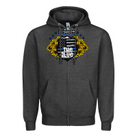 Charcoal Heather back the blue Zipper Hoodie - CowhideDigitalArt