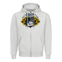 Dove Grey back the blue Zipper Hoodie - CowhideDigitalArt