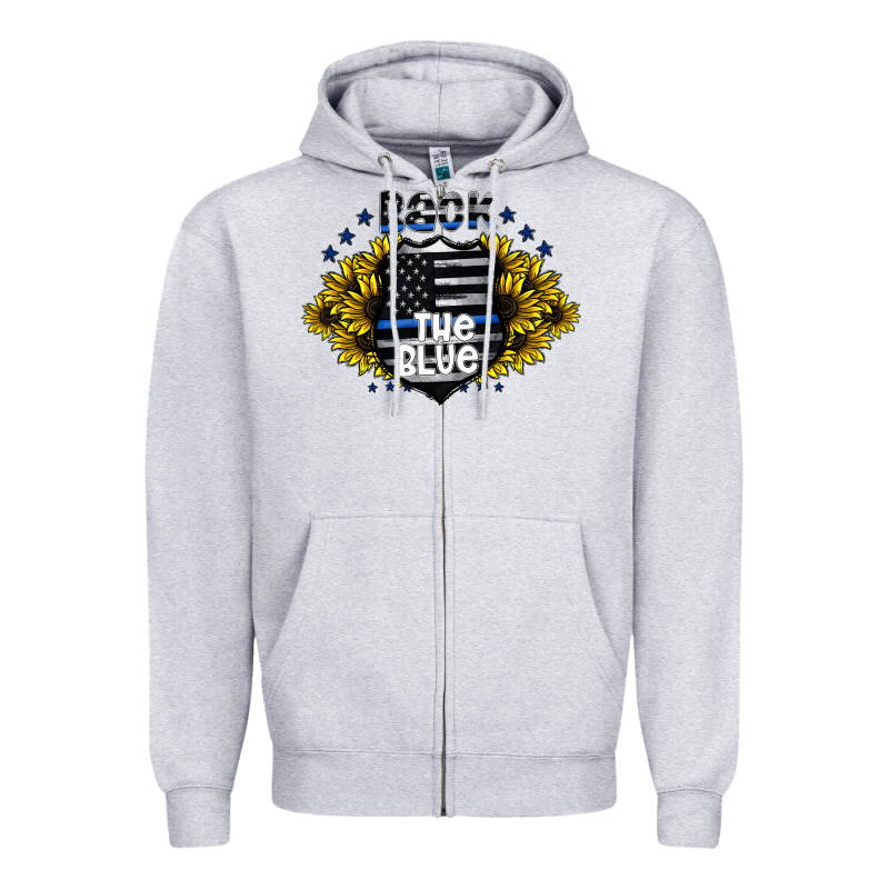 Back The Blue Zipper Hoodie by CowhideDigitalArt | Teevron