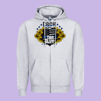Back The Blue Zipper Hoodie Designed By Cowhidedigitalart