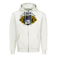 Oatmeal Heather back the blue Zipper Hoodie - CowhideDigitalArt