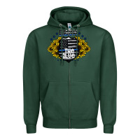 Sports Green back the blue Zipper Hoodie - CowhideDigitalArt