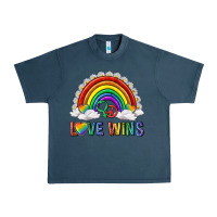 Midnight Navy love wins with daisy and heart Urban Heavy Tee - texasbilliewilder
