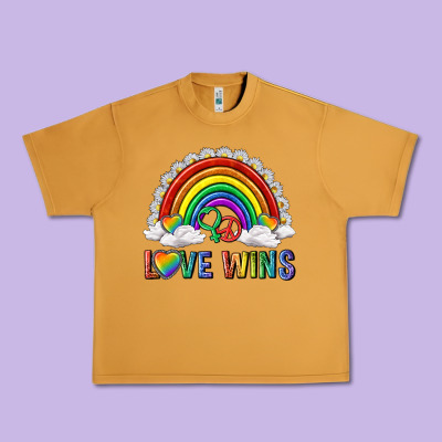 Urban Heavy Tee love wins with daisy and heart