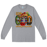 Heather Grey with god all things are possible Long Sleeve Tee - CTS Tumbler Store