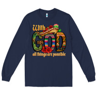 Navy with god all things are possible Long Sleeve Tee - CTS Tumbler Store