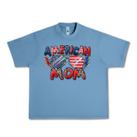 Pebble Blue American mom Urban Heavy Tee - Zillion Design Studio