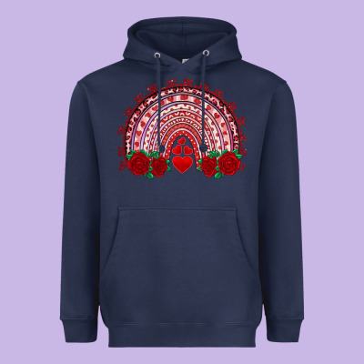 Valentine's Day Rainbow With Roses Heavyweight Hoodie Designed By Adodesignshop