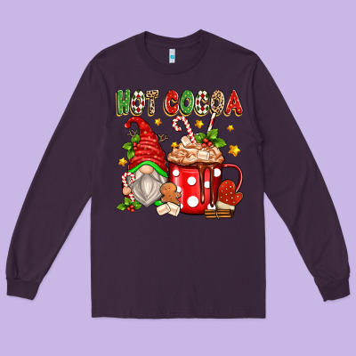 Hot Cocoa Gnome Long Sleeve Tee Designed By Texasbilliewilder