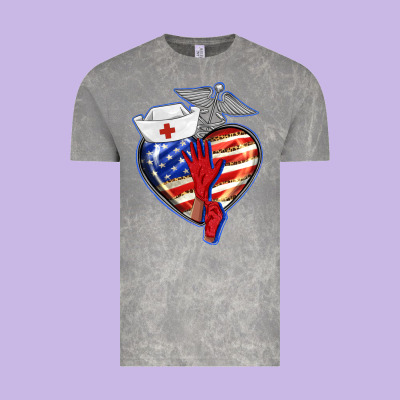 Patriotic Nurse Love Vintage Tee Designed By Barkaloodesign