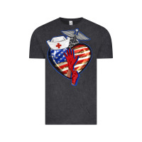 Vintage Black patriotic nurse love Vintage Tee - BarkalooDesign