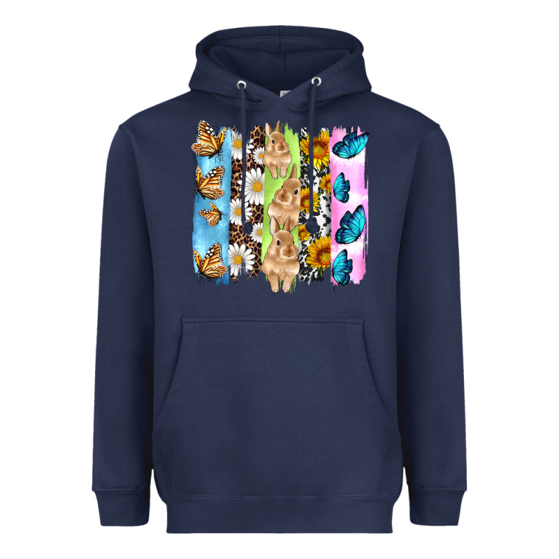 Easter Bunny Butterfly Daisy And Sunflower With Cowhide And  Leopard B Heavyweight Hoodie by Artiststas | Teevron