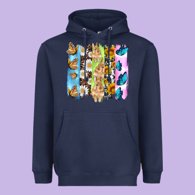 Easter Bunny Butterfly Daisy And Sunflower With Cowhide And  Leopard B Heavyweight Hoodie Designed By Artiststas