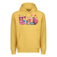 Antique Gold lash hustler with eyelashes coffee cups Premium Hoodie - NancyCooperArtShop