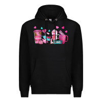 Black lash hustler with eyelashes coffee cups Premium Hoodie - NancyCooperArtShop