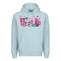 Blue Mist lash hustler with eyelashes coffee cups Premium Hoodie - NancyCooperArtShop