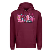 Burgundy lash hustler with eyelashes coffee cups Premium Hoodie - NancyCooperArtShop