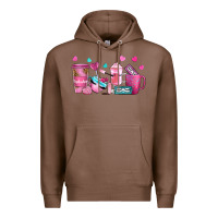 Chestnut lash hustler with eyelashes coffee cups Premium Hoodie - NancyCooperArtShop