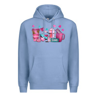 Colony Blue lash hustler with eyelashes coffee cups Premium Hoodie - NancyCooperArtShop