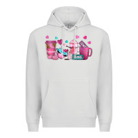 Dove Grey lash hustler with eyelashes coffee cups Premium Hoodie - NancyCooperArtShop