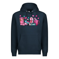 Navy lash hustler with eyelashes coffee cups Premium Hoodie - NancyCooperArtShop
