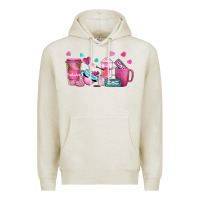 Oatmeal Heather lash hustler with eyelashes coffee cups Premium Hoodie - NancyCooperArtShop