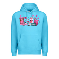 Ocean Blue lash hustler with eyelashes coffee cups Premium Hoodie - NancyCooperArtShop