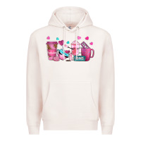 Pale Pink lash hustler with eyelashes coffee cups Premium Hoodie - NancyCooperArtShop