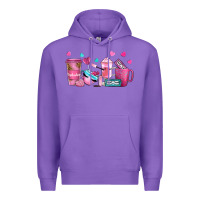 Purple lash hustler with eyelashes coffee cups Premium Hoodie - NancyCooperArtShop