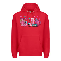 Red lash hustler with eyelashes coffee cups Premium Hoodie - NancyCooperArtShop