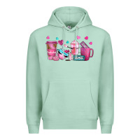 Seafoam lash hustler with eyelashes coffee cups Premium Hoodie - NancyCooperArtShop