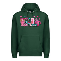 Sports Green lash hustler with eyelashes coffee cups Premium Hoodie - NancyCooperArtShop