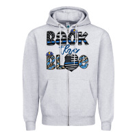 Heather Grey back the blue1 Zipper Hoodie - CowhideDigitalArt