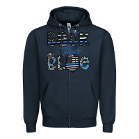 Navy back the blue1 Zipper Hoodie - CowhideDigitalArt