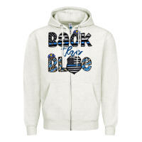 Oatmeal Heather back the blue1 Zipper Hoodie - CowhideDigitalArt