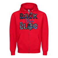 Red back the blue1 Zipper Hoodie - CowhideDigitalArt