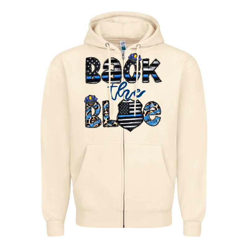 Back The Blue1 Zipper Hoodie by CowhideDigitalArt | Teevron