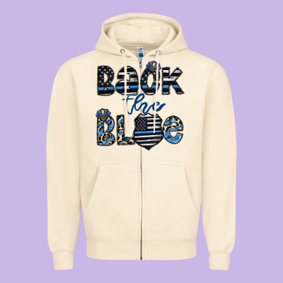 Back The Blue1 Zipper Hoodie Designed By Cowhidedigitalart